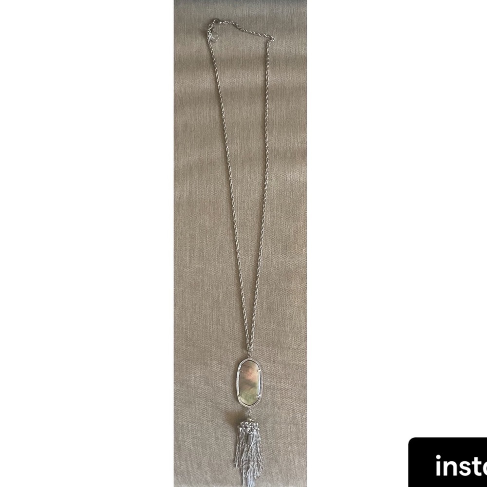 Kendra Scott Rayne long silver pendant necklace